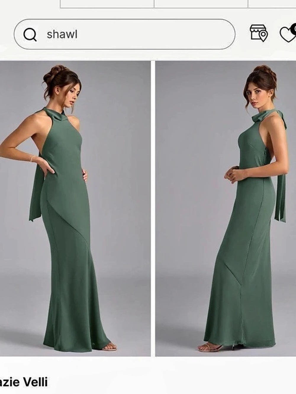 Azazie Velli Eucalyptus Mermaid High Neck Chiffon Dress Green Maxi High Neck